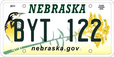 NE license plate BYT122