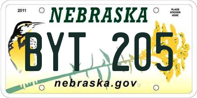 NE license plate BYT205