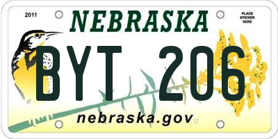 NE license plate BYT206