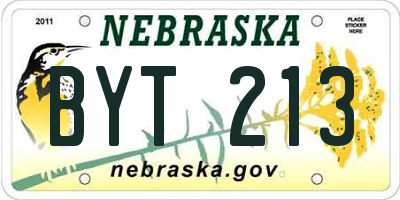 NE license plate BYT213