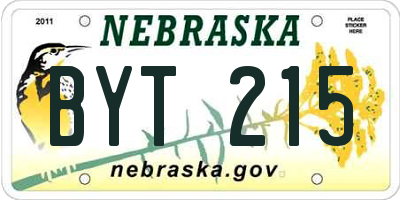 NE license plate BYT215
