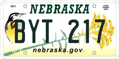 NE license plate BYT217
