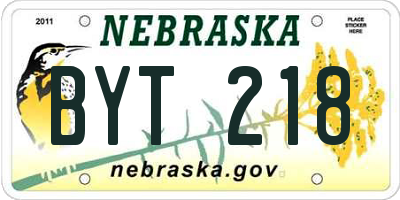 NE license plate BYT218