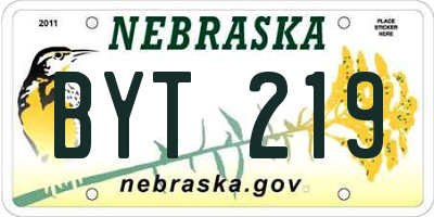 NE license plate BYT219