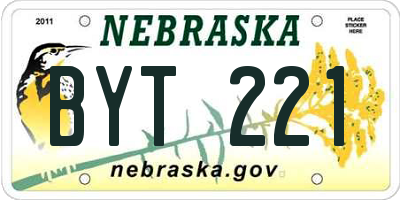 NE license plate BYT221