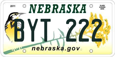 NE license plate BYT222