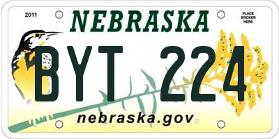 NE license plate BYT224