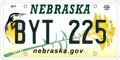 NE license plate BYT225
