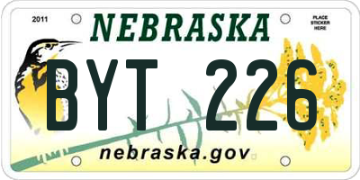 NE license plate BYT226