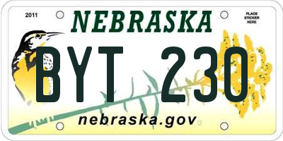 NE license plate BYT230