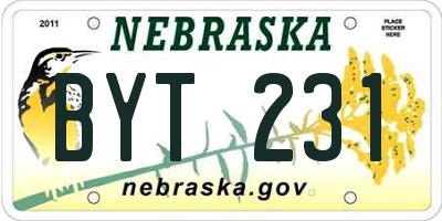 NE license plate BYT231