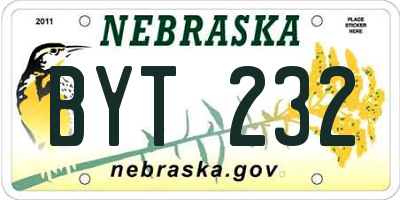 NE license plate BYT232