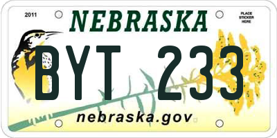 NE license plate BYT233