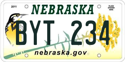 NE license plate BYT234