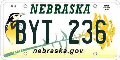 NE license plate BYT236