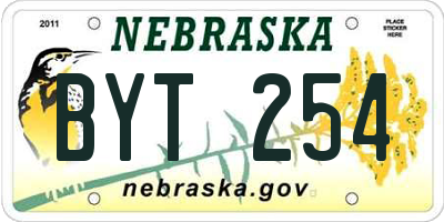 NE license plate BYT254