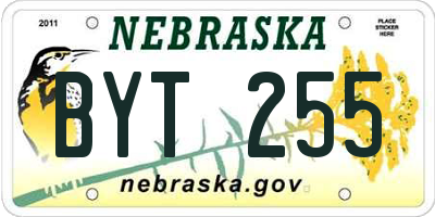 NE license plate BYT255
