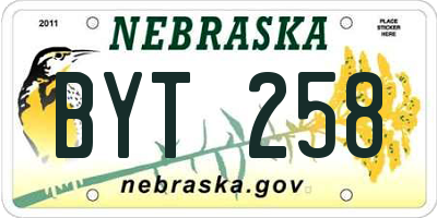 NE license plate BYT258