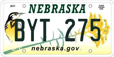 NE license plate BYT275