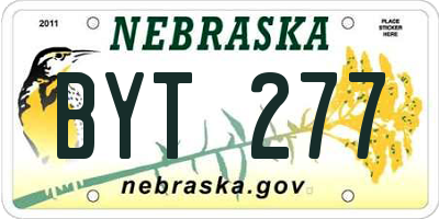 NE license plate BYT277