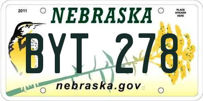 NE license plate BYT278
