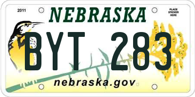 NE license plate BYT283