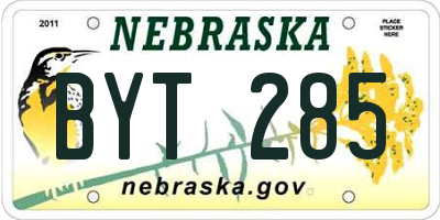 NE license plate BYT285