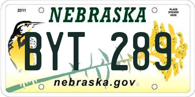 NE license plate BYT289