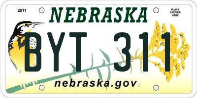 NE license plate BYT311