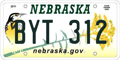 NE license plate BYT312
