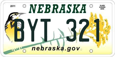 NE license plate BYT321