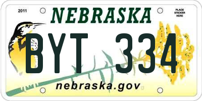 NE license plate BYT334