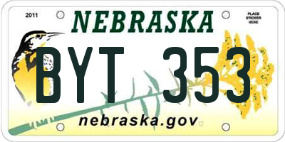 NE license plate BYT353