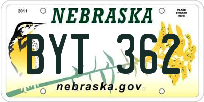 NE license plate BYT362