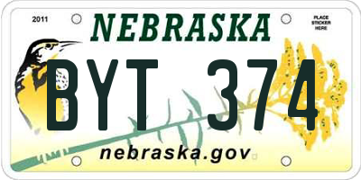 NE license plate BYT374