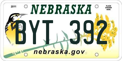 NE license plate BYT392