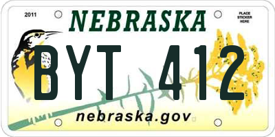 NE license plate BYT412