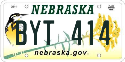 NE license plate BYT414