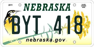 NE license plate BYT418
