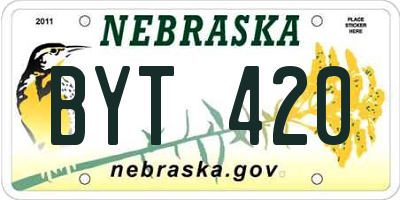 NE license plate BYT420