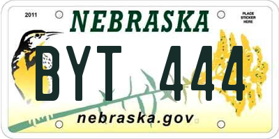 NE license plate BYT444