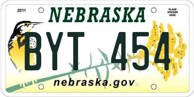 NE license plate BYT454