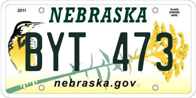 NE license plate BYT473