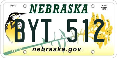 NE license plate BYT512