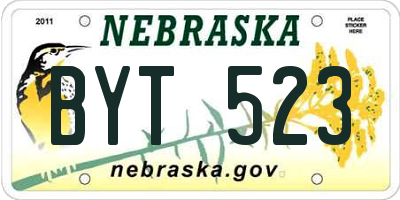 NE license plate BYT523