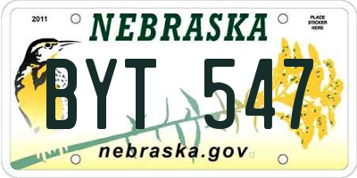 NE license plate BYT547