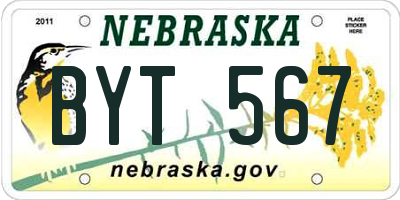 NE license plate BYT567