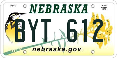 NE license plate BYT612