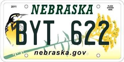 NE license plate BYT622