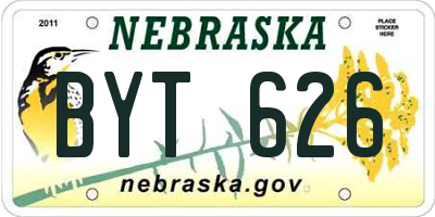NE license plate BYT626